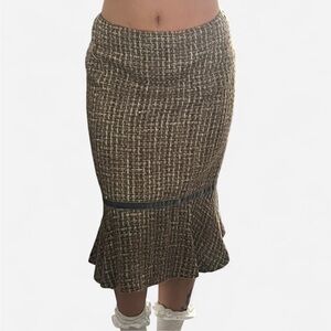 Sigrid Olsen Brown Tweed Midi Skirt
